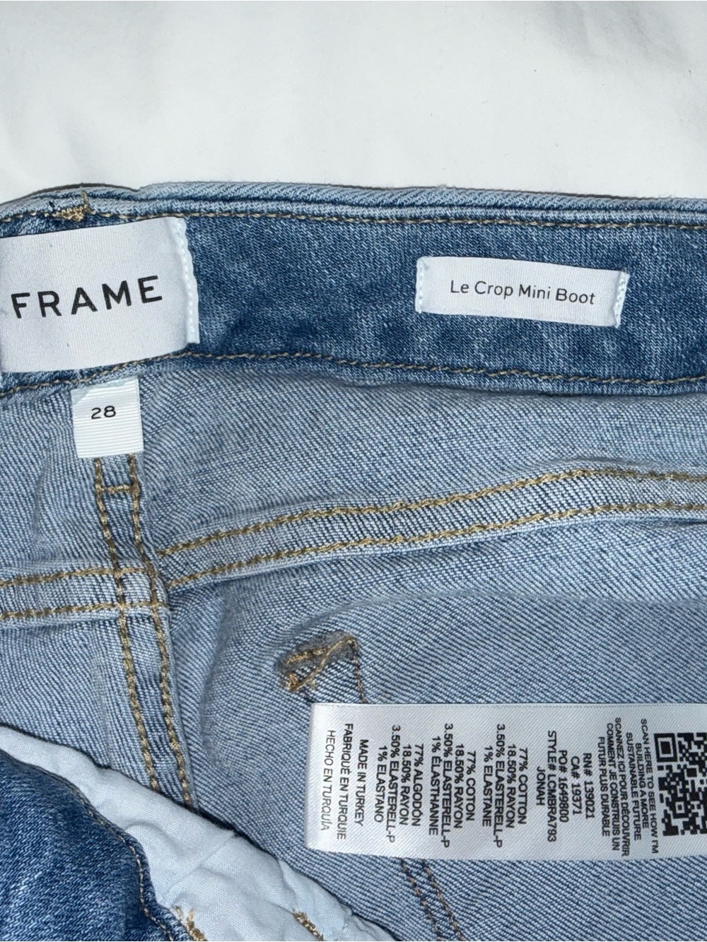 FRAME Denim Jeans Women 28 Le Crop Mini Boot Flare High Rise Stretch Raw Hem - Picture 8 of 11